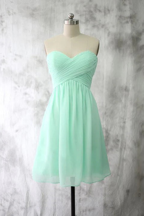 Mint Chiffon Party Dress Short Bridesmaid Dress