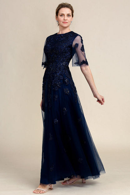 A Line Beading Sparkly Mother Of Bride Dress with Appliques