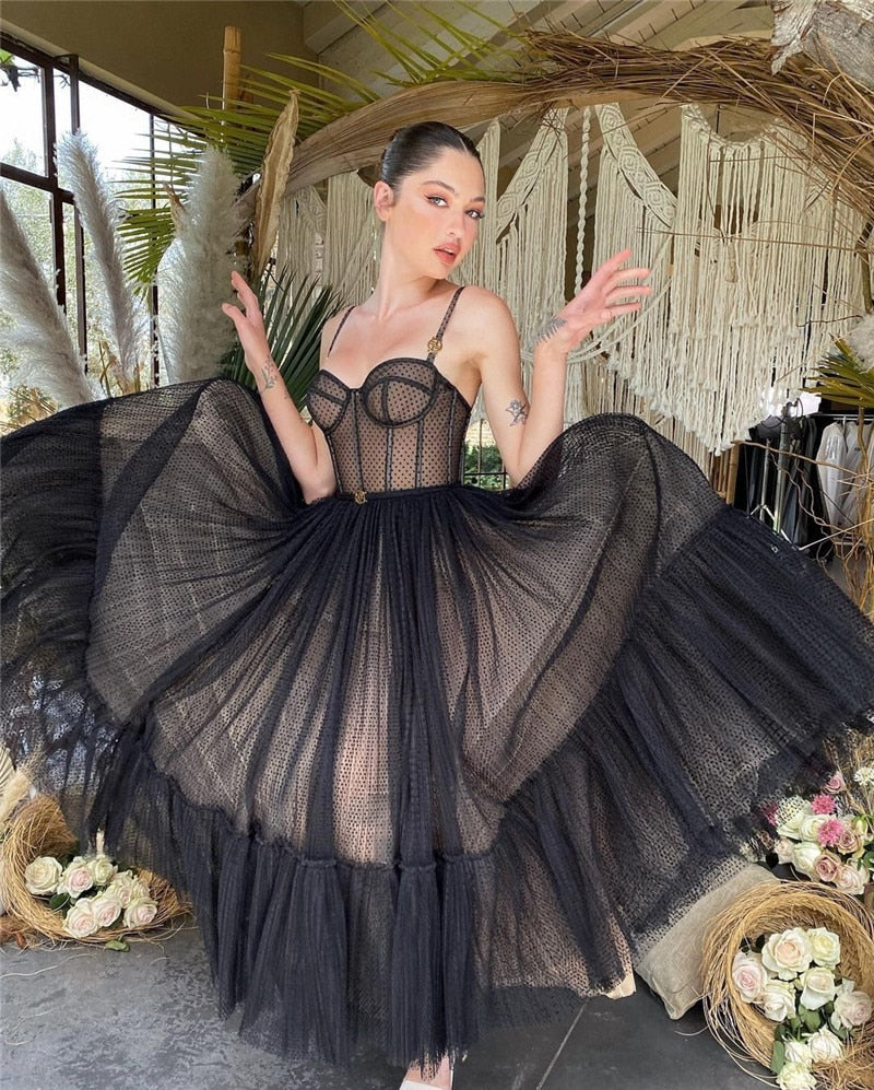 New Back to School Party Dress A-line sheer with thin shoulder straps