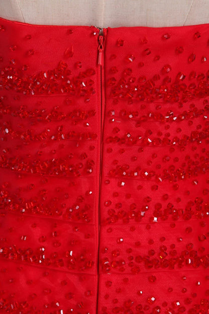 New sexy strapless dress with A-line satin embellishment beads