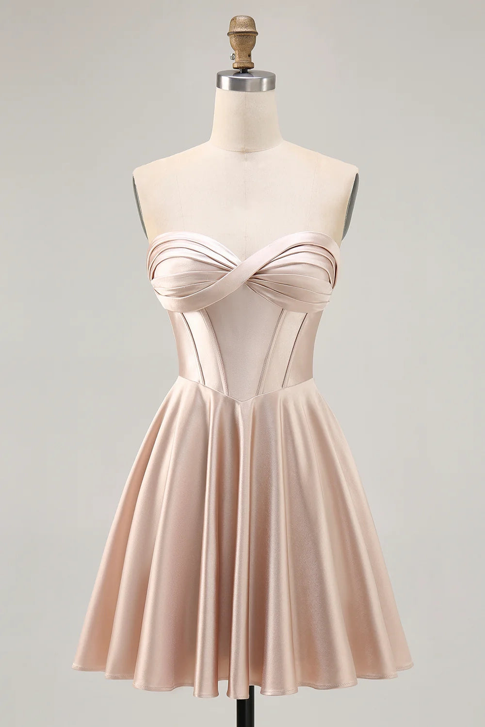 OKBBN A-line off shoulder waist with pleated satin back strap Homecoming Dresses