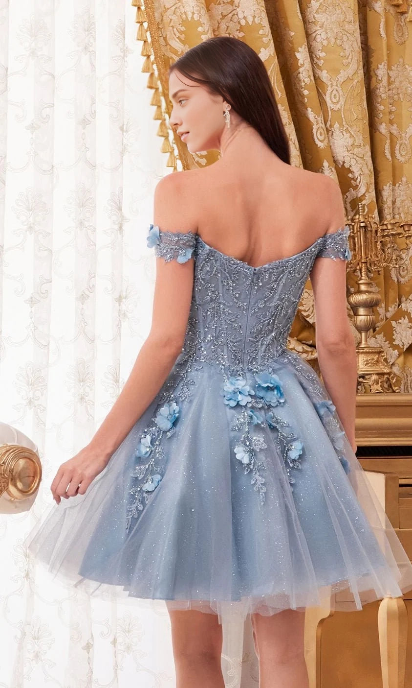 OKBBN A-line short sweetheart floral off shoulder tight corset A-line Homecoming Dresses