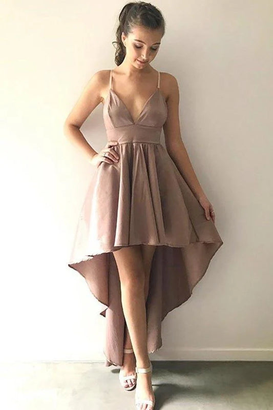 OKBBN A-line thin shoulder strap, high and low satin, cute and attractive, adjustable thin shoulder strap, Homecoming Dresses
