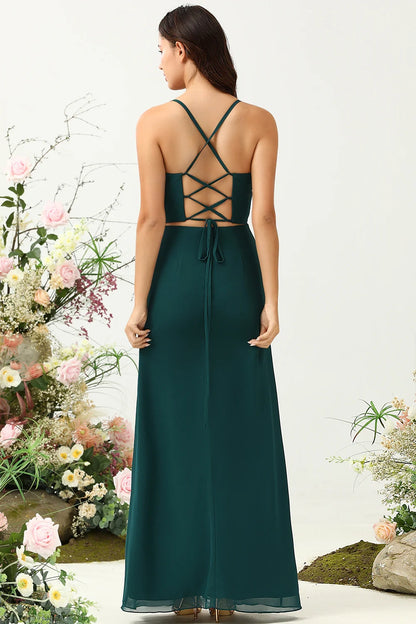 OKBBN A-line thin shoulder strap chiffon backless Bridesmaid Dresses