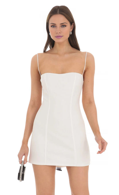 OKBBN Charming Back Bow White Tight Homecoming Dresses