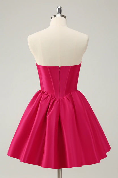 OKBBN Cute A-Shape Sweetheart Corset Short Homecoming Dresses