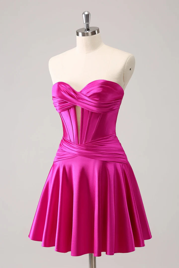 OKBBN Cute A-Shape Sweetheart Cross corset Homecoming Dresses