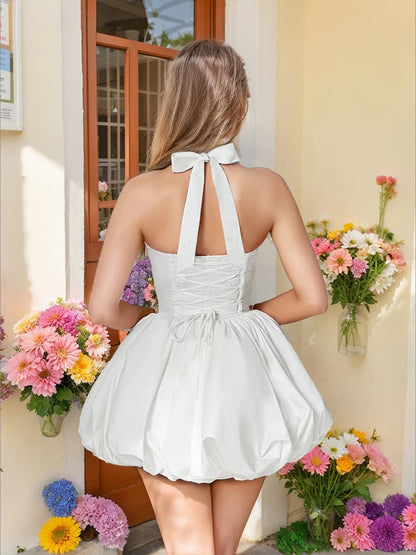 OKBBN Cute A-line Princess Strap Mini Classic Wrinkle Homecoming Dresses
