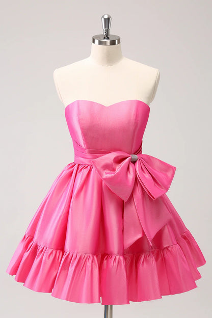 OKBBN Cute A-line Shoulder Fold Short Homecoming Dresses
