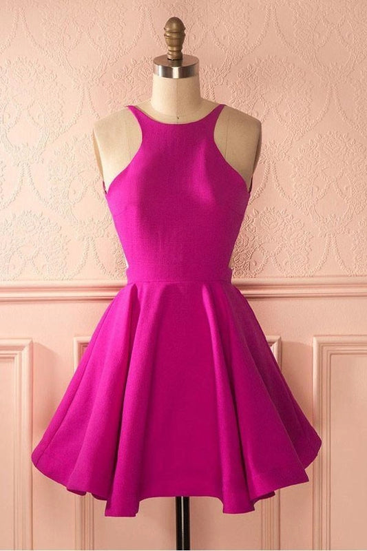 OKBBN Cute Backless Short Strap Sleeveless Homecoming Dresses