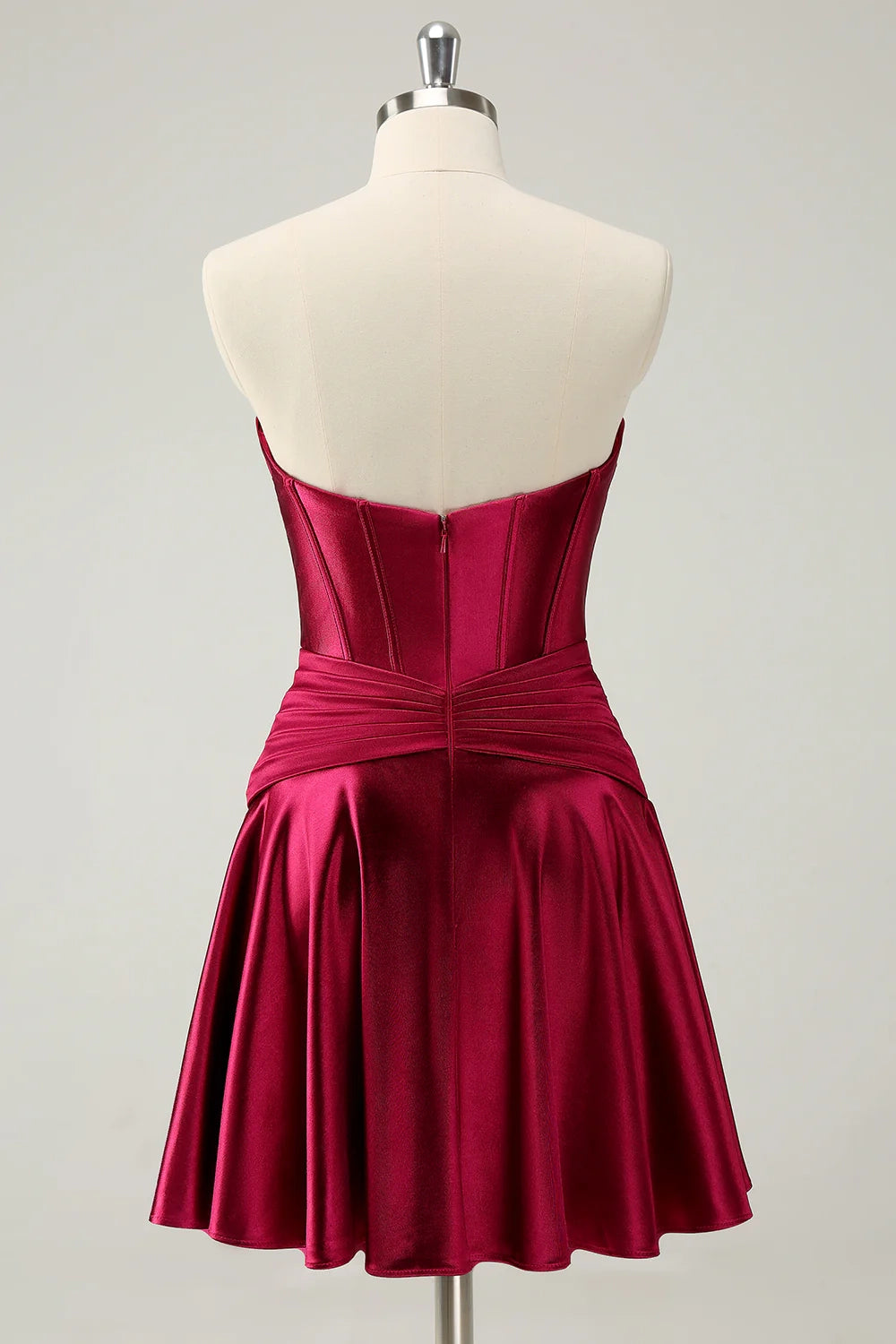 OKBBN Cute Burgundy A-line Sweetheart Cross Cross Corset Homecoming Dresses