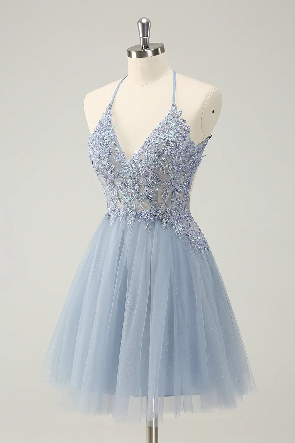 OKBBN Cute Decal A-line Thin Strap Beaded Short Homecoming Dresses