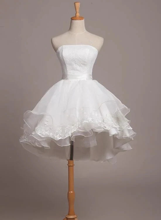 OKBBN Cute Lace Organza Short Off Shoulder Sleeveless Homecoming Dresses