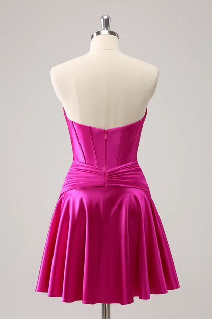 OKBBN Cute Ruffle A-line Sweetheart Cross corset Homecoming Dresses