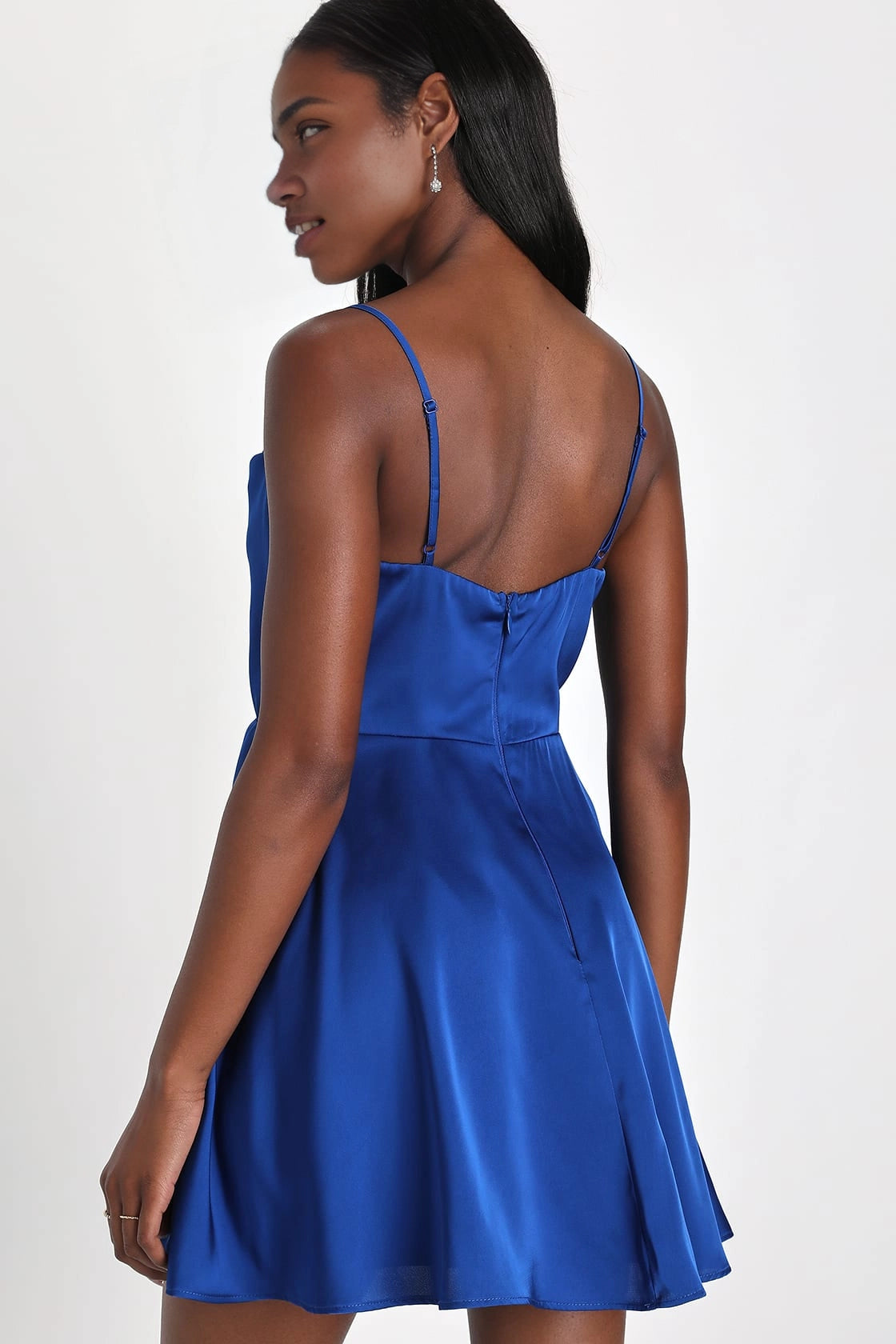 OKBBN Cute Satin Drawn Collar Skating Mini Homecoming Dresses