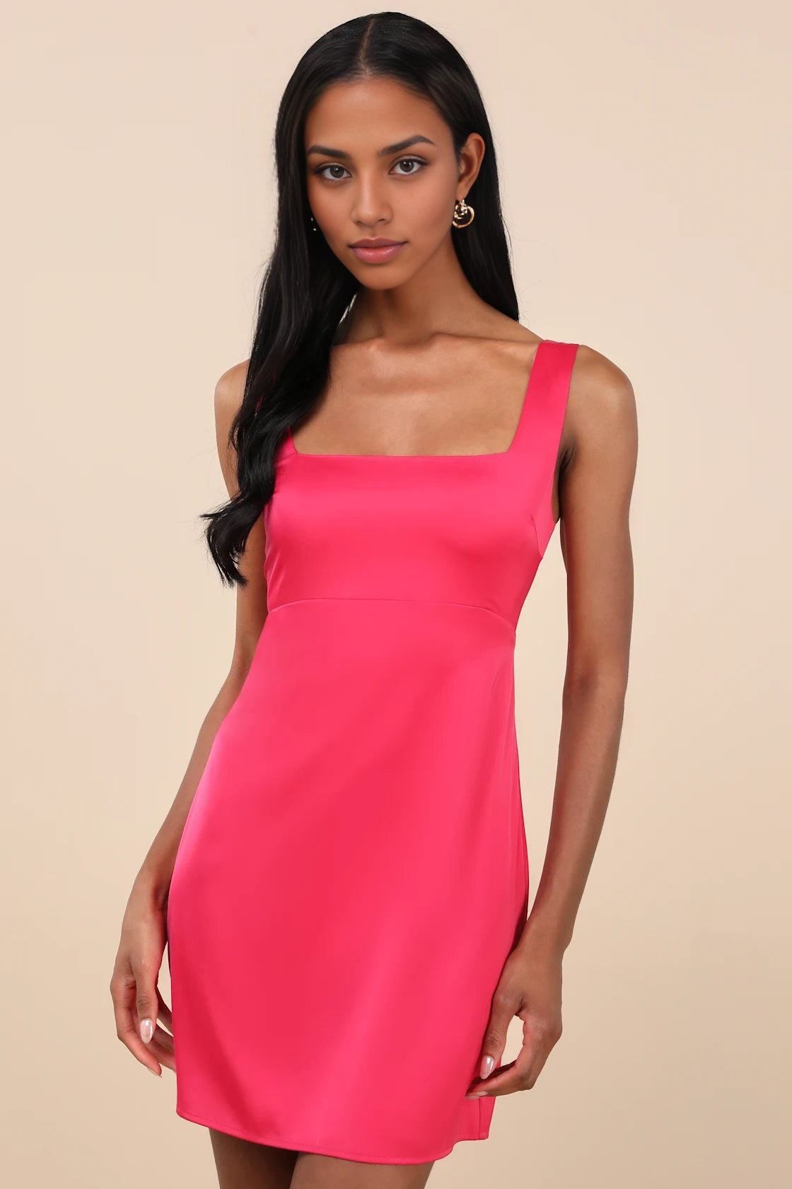 OKBBN Cute Satin Square Neck Mini Woven Satin Tight Corset A-line Homecoming Dresses