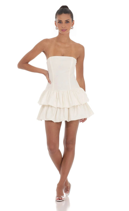 OKBBN Cute Sleeveless Layered Off Shoulder Tight Bubble Skirt Homecoming Dresses