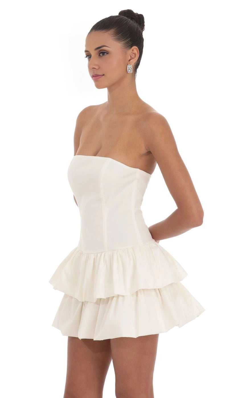OKBBN Cute Sleeveless Layered Off Shoulder Tight Bubble Skirt Homecoming Dresses