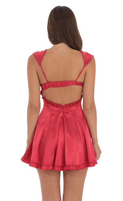 OKBBN Cute Sleeveless Short Satin Covered Sleeves Homecoming Dresses