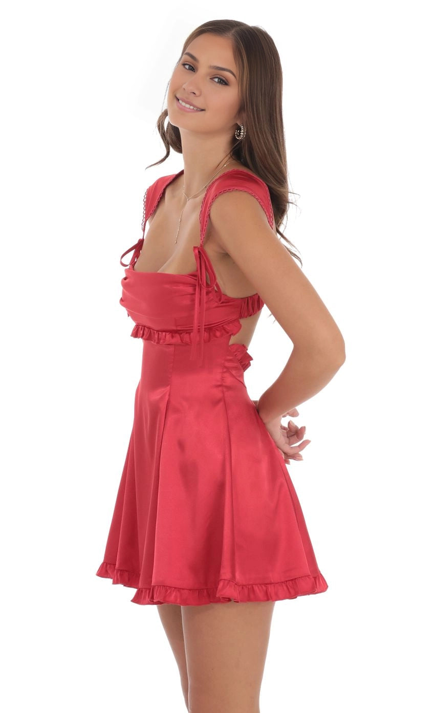 OKBBN Cute Sleeveless Short Satin Covered Sleeves Homecoming Dresses