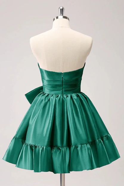 OKBBN Cute and Playful A-line Off Shoulder Ruffle Cute Bow Homecoming Dresses