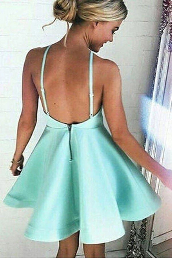 OKBBN Cute and Sexy A-line Bareback Short Ruffle Detail Homecoming Dresses