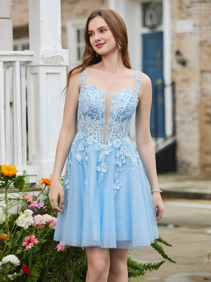OKBBN Elegant Decal Corset Top Short Flash Homecoming Dresses