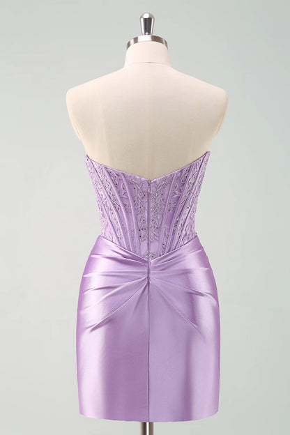 OKBBN Elegant Fashion Tight Ruffle Beaded Tight Corset Short Homecoming Dresses