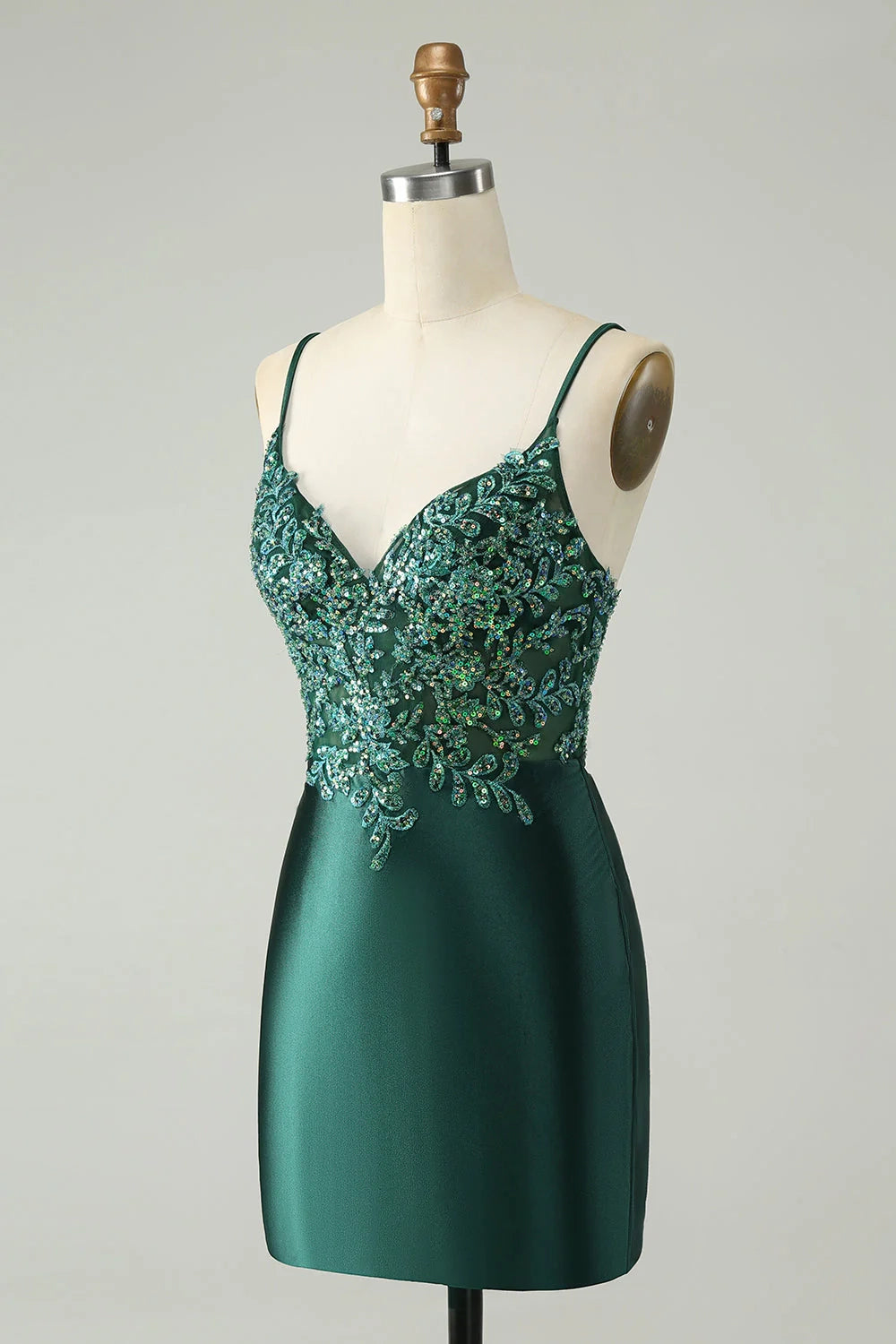OKBBN Elegant Glitter Tight V-neck Short Homecoming Dresses