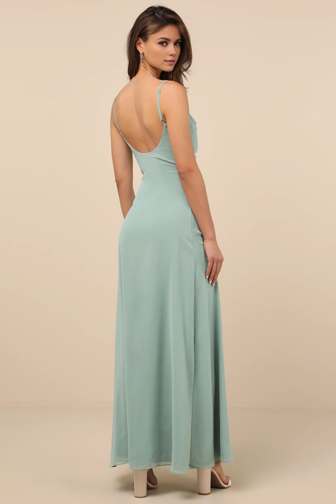 OKBBN Elegant Lace Pendant Neck Chiffon Homecoming Dresses