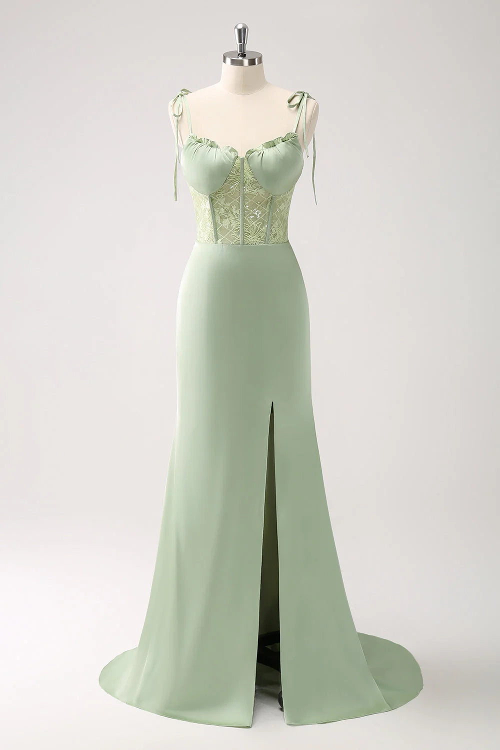 OKBBN Elegant Mermaid Thin Shoulder Straps with Slits for Bodybinding Bridesmaid Dresses