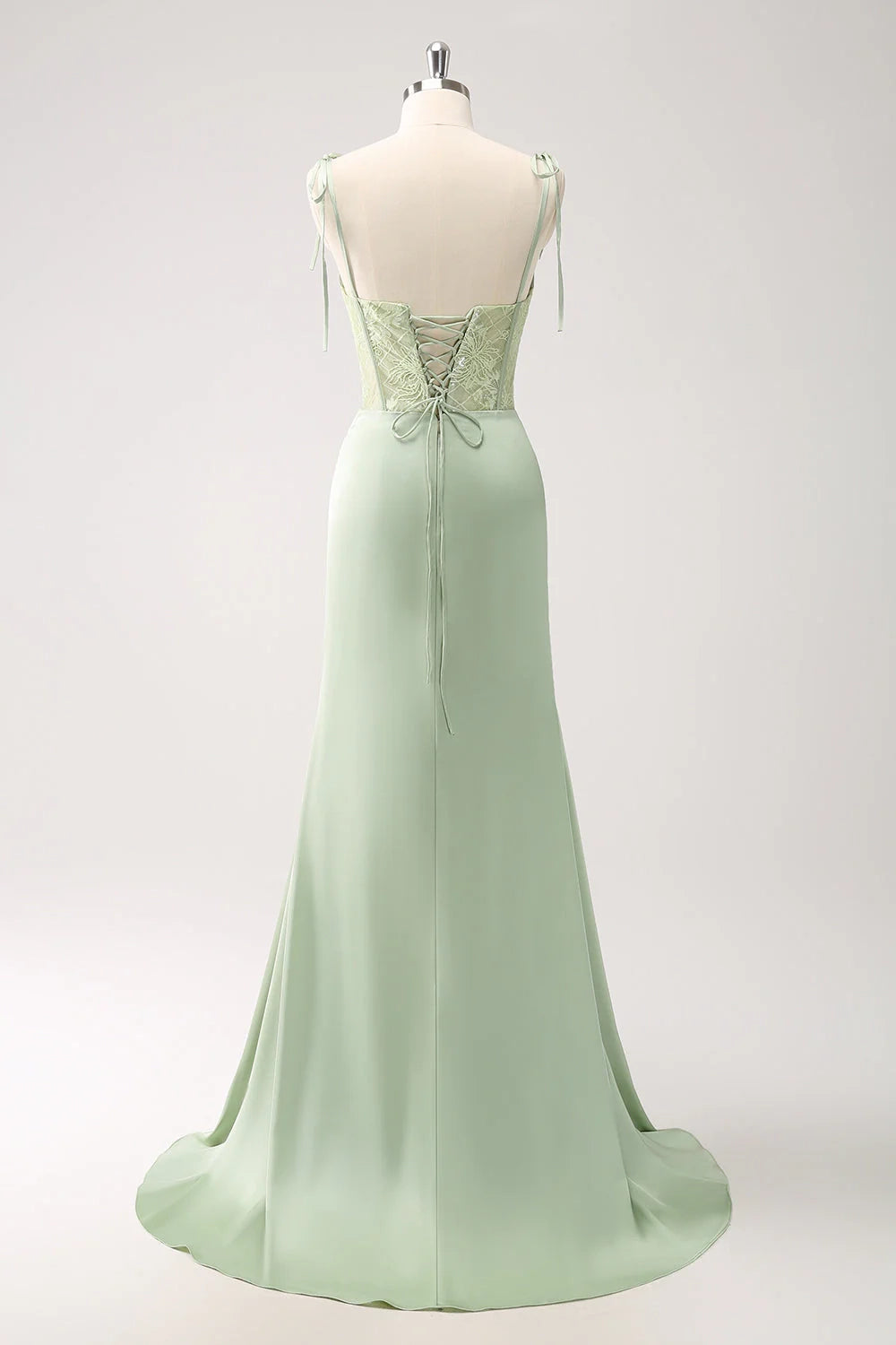 OKBBN Elegant Mermaid Thin Shoulder Straps with Slits for Bodybinding Bridesmaid Dresses
