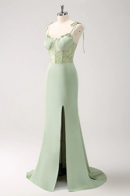 OKBBN Elegant Mermaid Thin Shoulder Straps with Slits for Bodybinding Bridesmaid Dresses