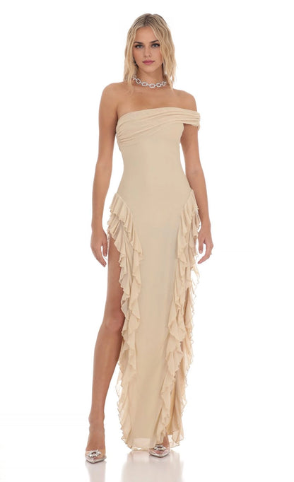 OKBBN Elegant Mesh Ruffle Off Shoulder Homecoming Dresses