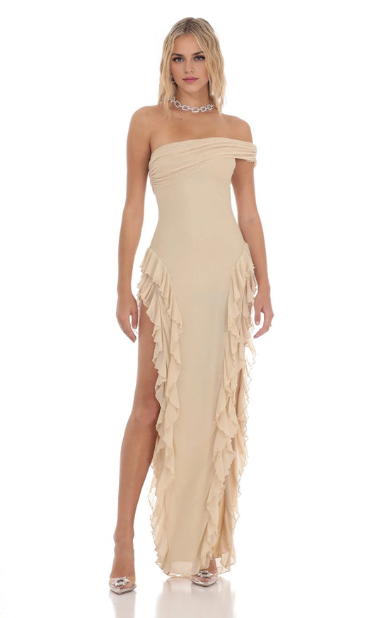 OKBBN Elegant Mesh Ruffle Off Shoulder Homecoming Dresses