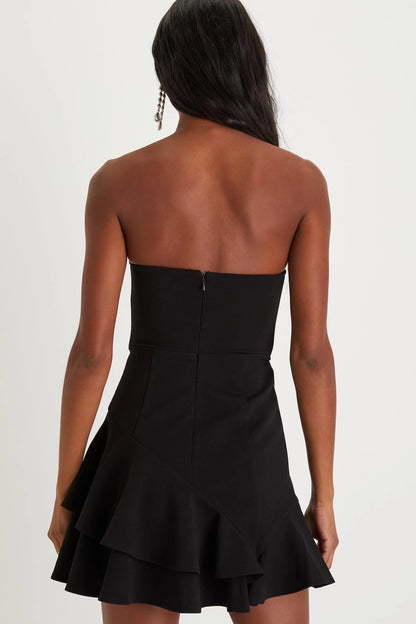 OKBBN Elegant Off Shoulder Ruffle Mini Homecoming Dresses