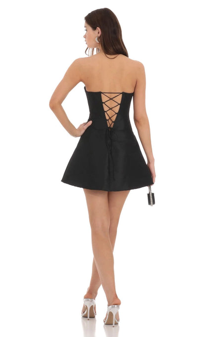 OKBBN Elegant Off Shoulder Water Diamond Bow Homecoming Dresses