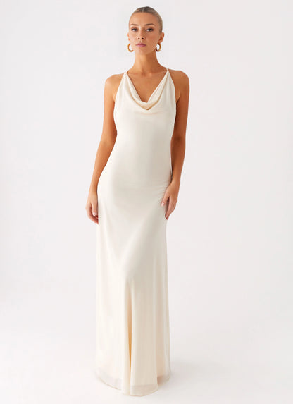OKBBN Elegant Pendant Collar Cross Back Fully Lined Prom Dresses