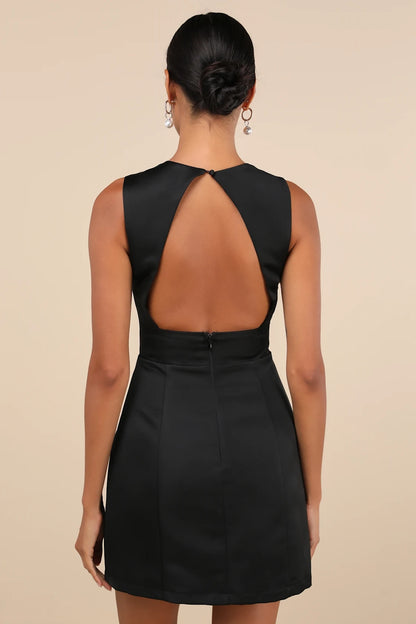 OKBBN Elegant Satin Bareback Mini Homecoming Dresses