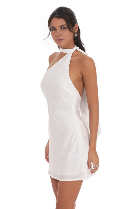OKBBN Elegant Satin Jacquard Scarf Strap Homecoming Dresses