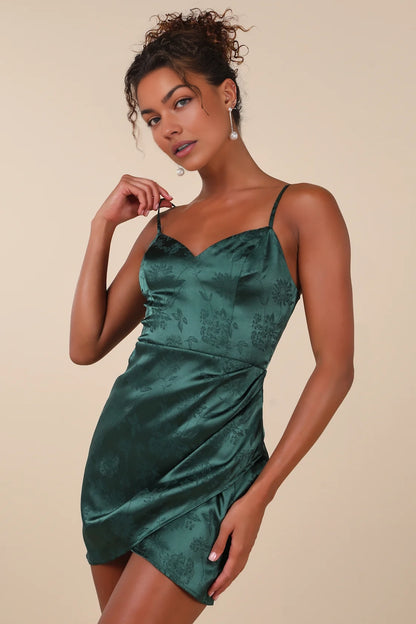 OKBBN Elegant Satin Jacquard Tulip Mini Homecoming Dresses