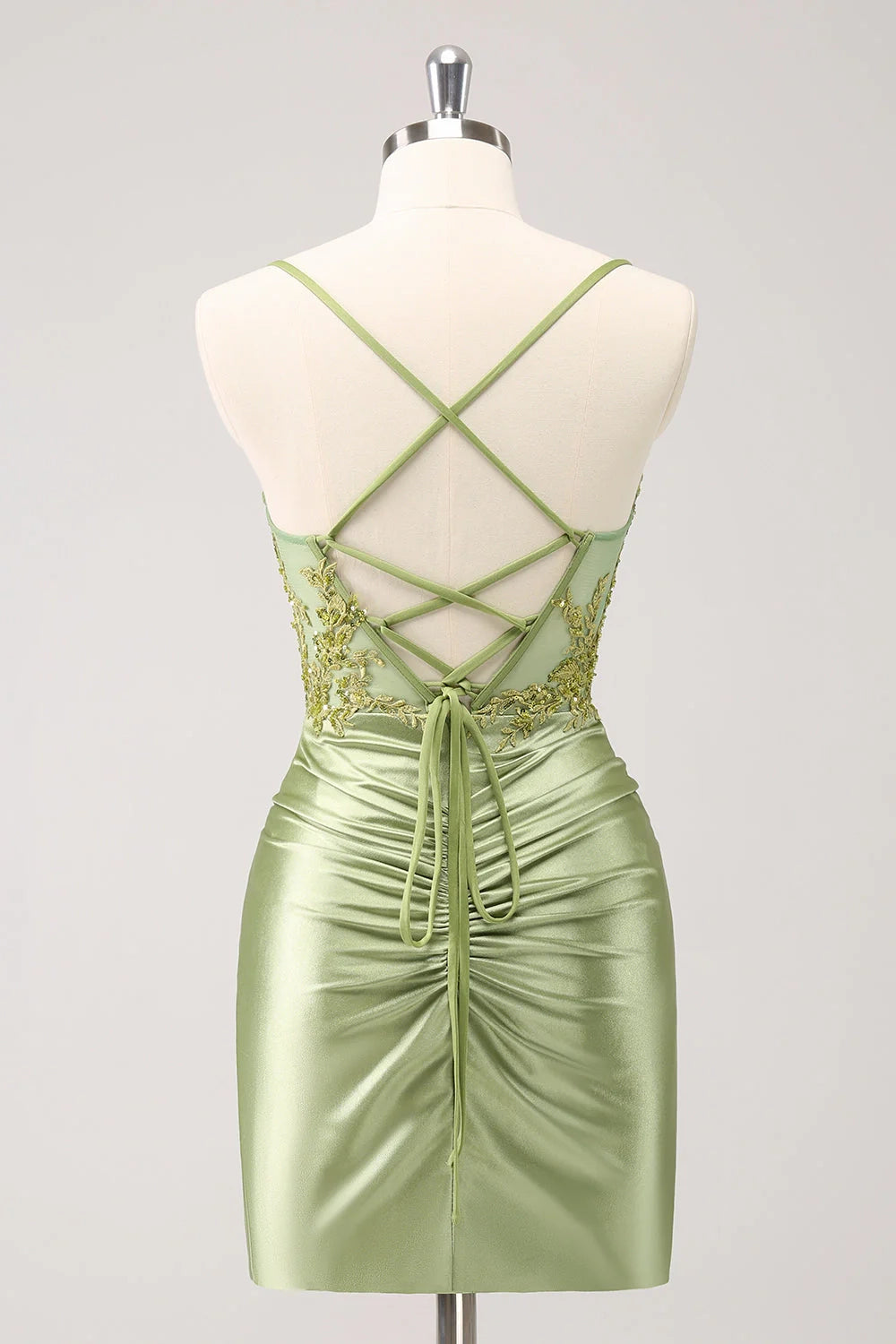 OKBBN Elegant Shiny Bun Flower Tight Short Homecoming Dresses