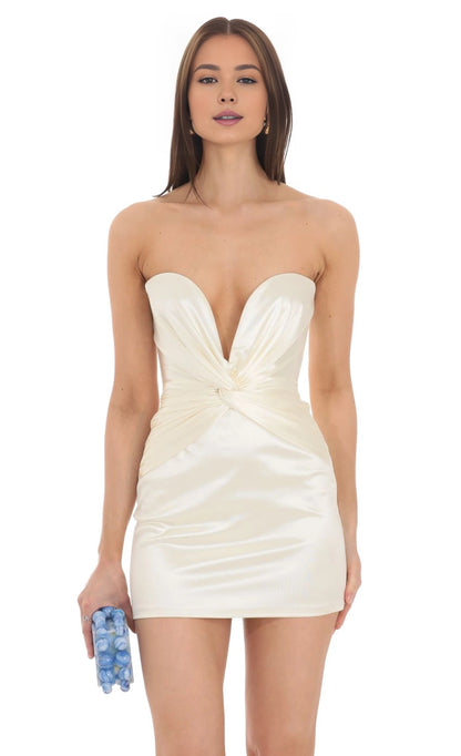 OKBBN Elegant Short Satin Twisted Off Shoulder Homecoming Dresses