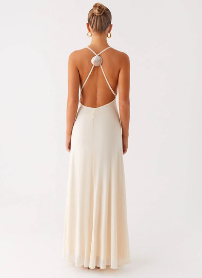 OKBBN Elegant Slimming Pendant Collar Cross Back Homecoming Dresses