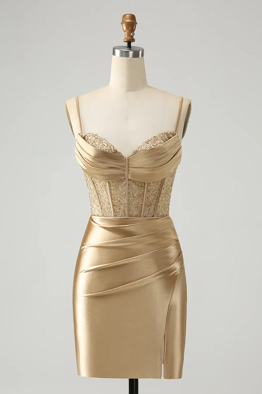 OKBBN Elegant Slimming Tight corset Short Style Back Strap Homecoming Dresses
