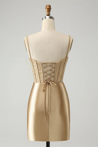 OKBBN Elegant Slimming Tight corset Short Style Back Strap Homecoming Dresses