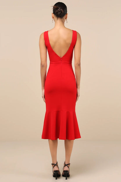 OKBBN Elegant Square Collar Horn shaped Medium length Homecoming Dresses