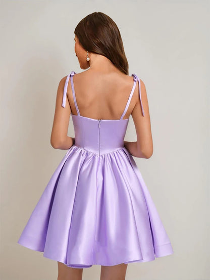 OKBBN Elegant Square Neck Sleeveless Short Bow Mini Homecoming Dresses