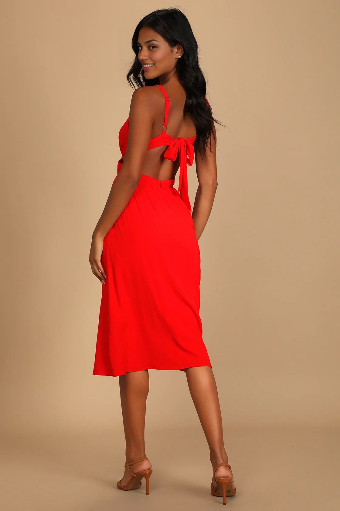 OKBBN Elegant Strap Pocket Medium length V-neck Homecoming Dresses