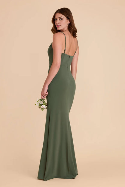 OKBBN Elegant Thin Adjustable Shoulder Strap Tight Pendant Neck Collar with Split Prom Dresses